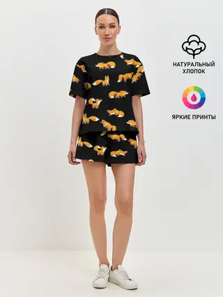 Женская пижама с шортами / Лисы