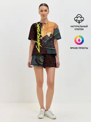 Женская пижама с шортами / Киберпанк