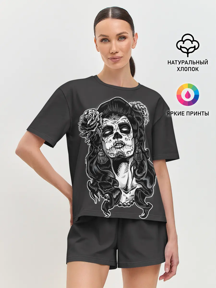 Женская пижама с шортами / Санта Муэрте