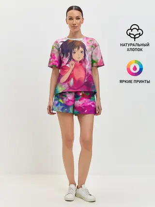 Женская пижама с шортами / Унесенные призраками Акварель