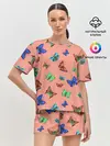 Женская пижама с шортами / Бабочки на персиковом фоне
