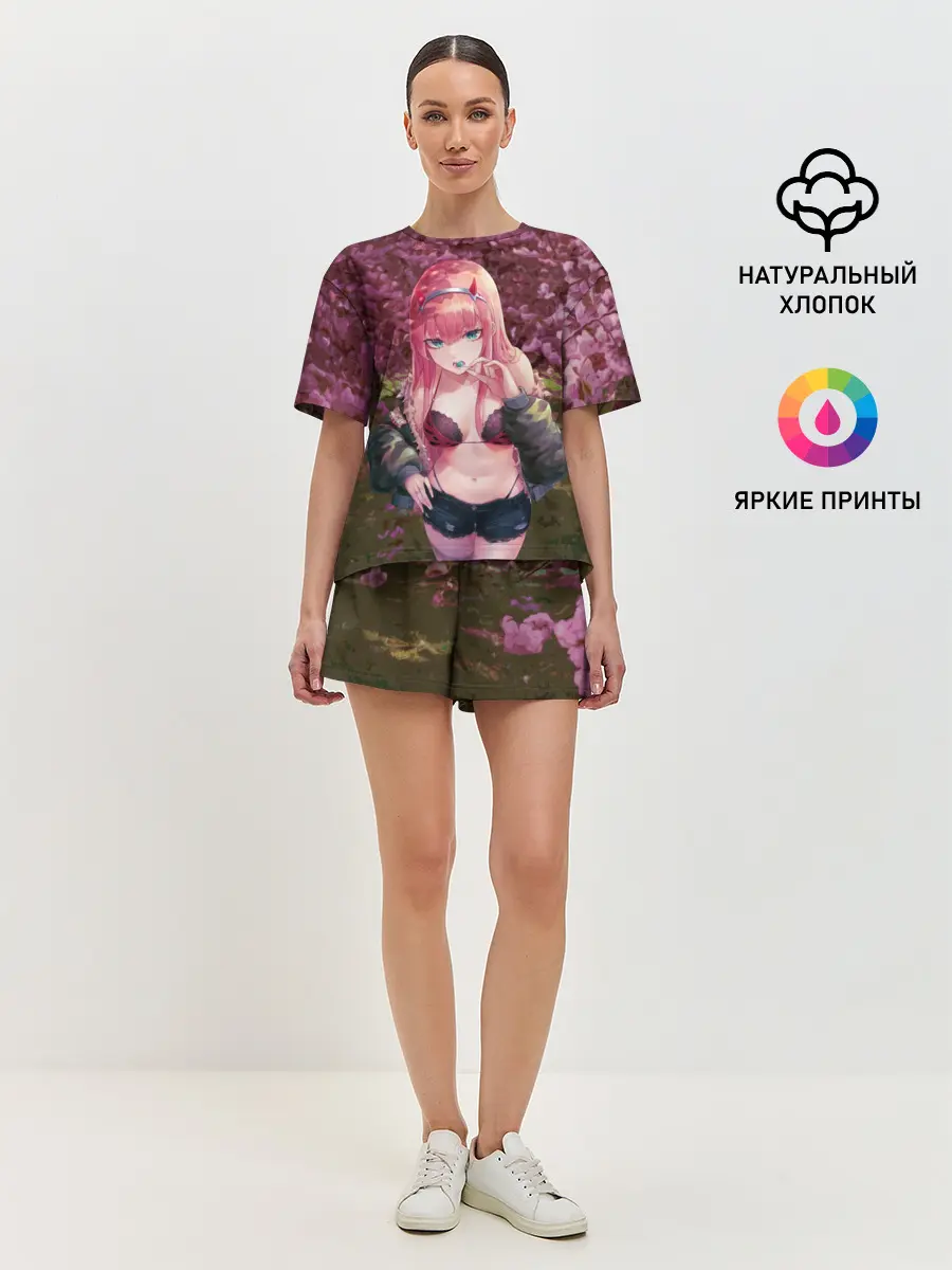 Женская пижама с шортами / Zero Two Сад сакуры