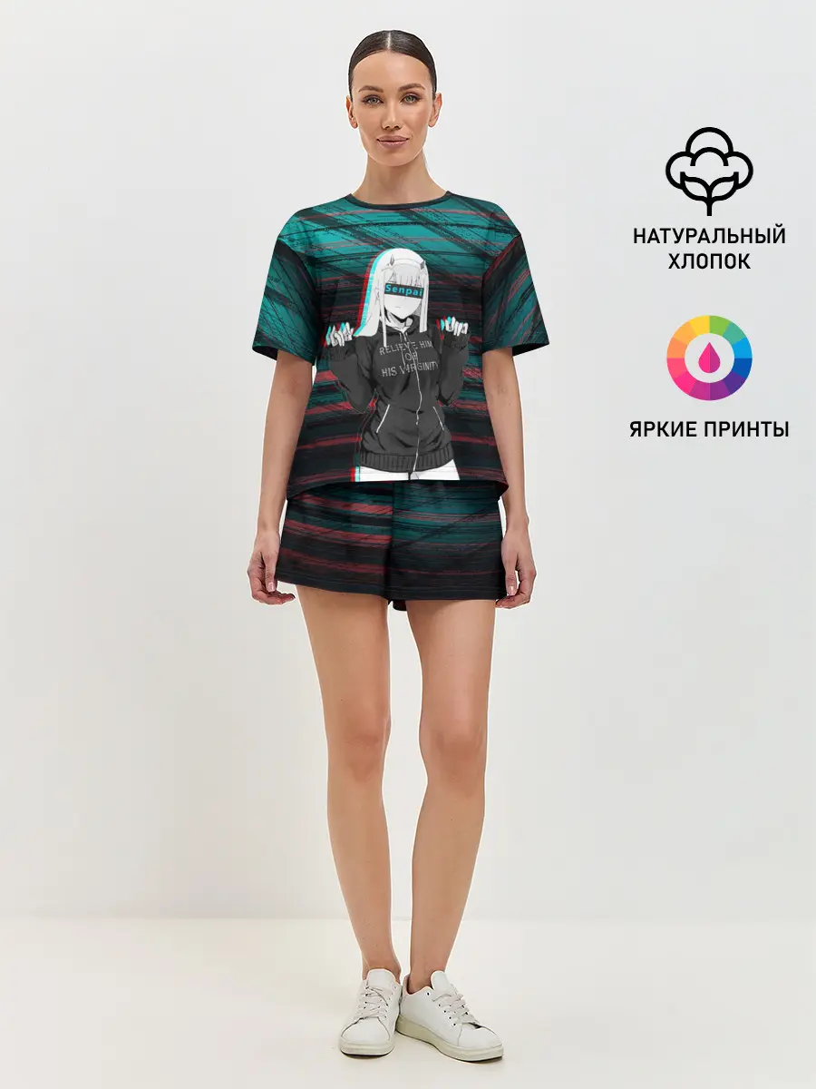 Женская пижама с шортами / Zero Two Glitch