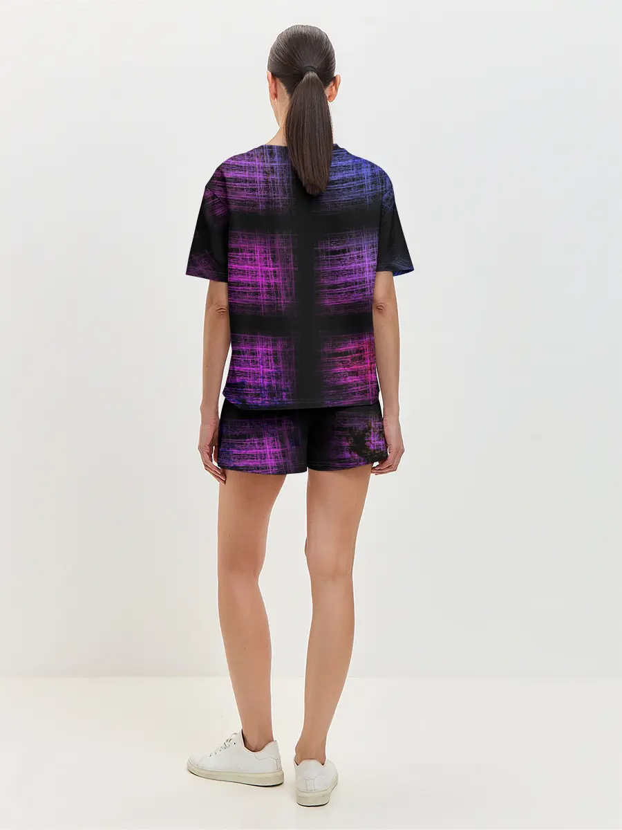 Женская пижама с шортами / Неоновая абстракция