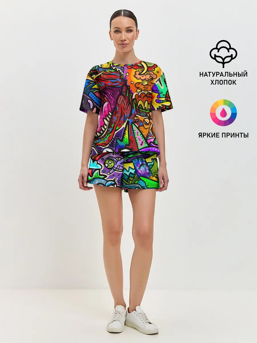 Женская пижама с шортами / Динозавр