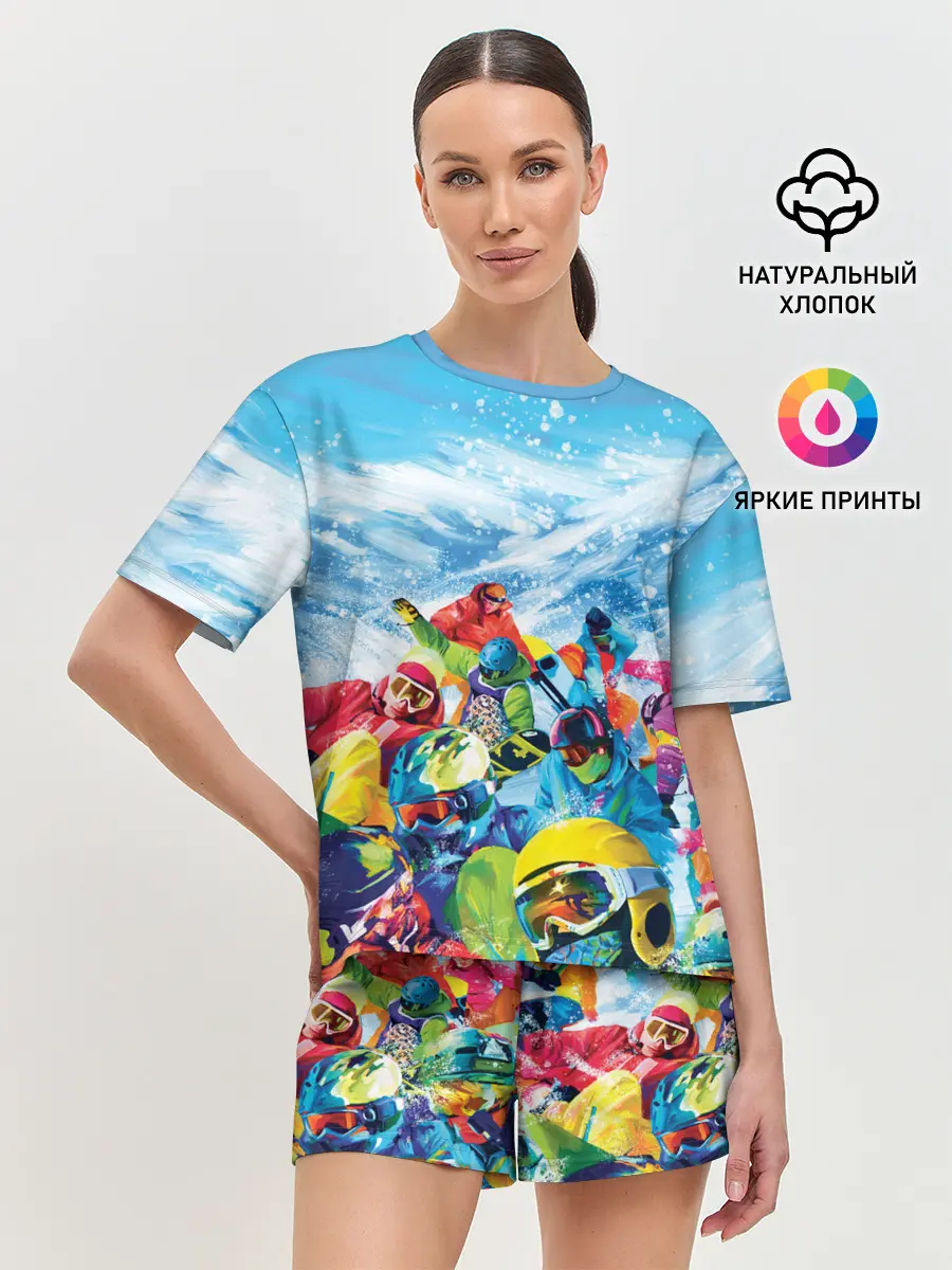 Женская пижама с шортами / Палитра сноуборд
