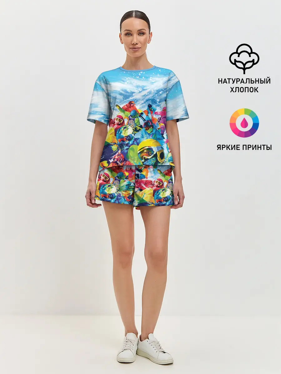 Женская пижама с шортами / Палитра сноуборд