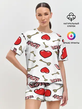 Женская пижама с шортами / Valentines Day