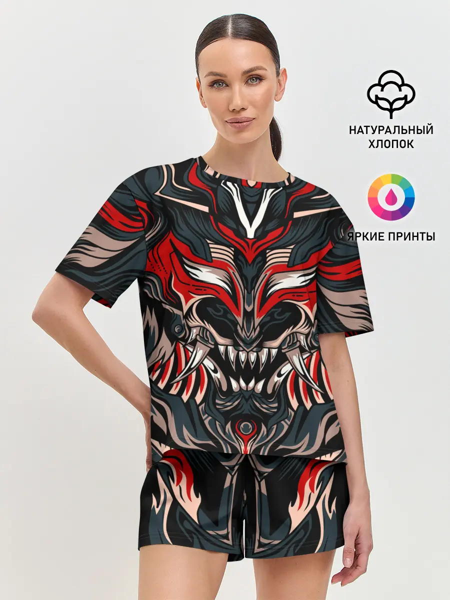 Женская пижама с шортами / Черный самурай