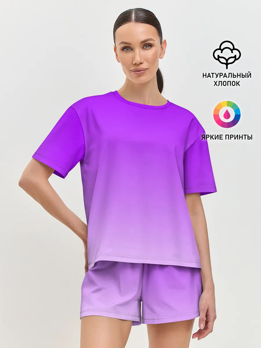 Женская пижама с шортами / Фиолетовый космос