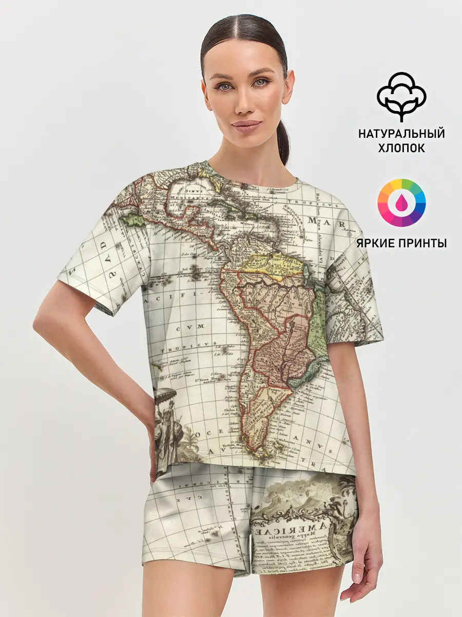 Женская пижама с шортами / ВИНТАЖНАЯ КАРТА