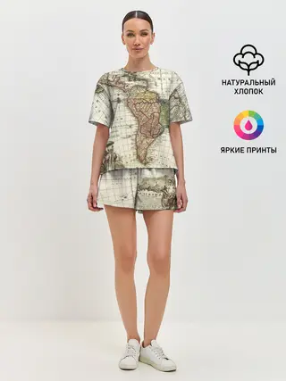 Женская пижама с шортами / ВИНТАЖНАЯ КАРТА