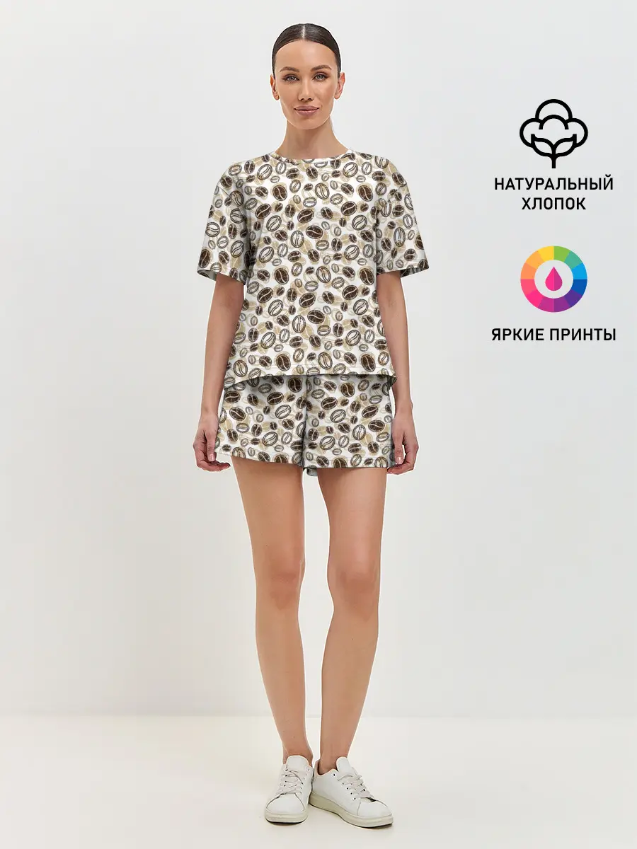 Женская пижама с шортами / Кофе