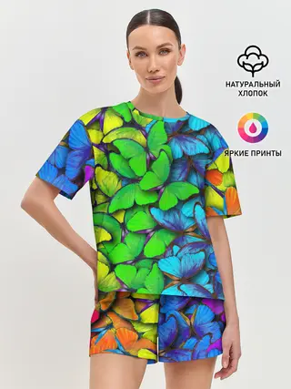 Женская пижама с шортами / Радужные бабочки
