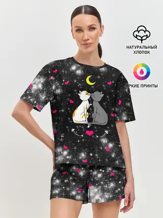 Женская пижама с шортами / Кошачья Любовь