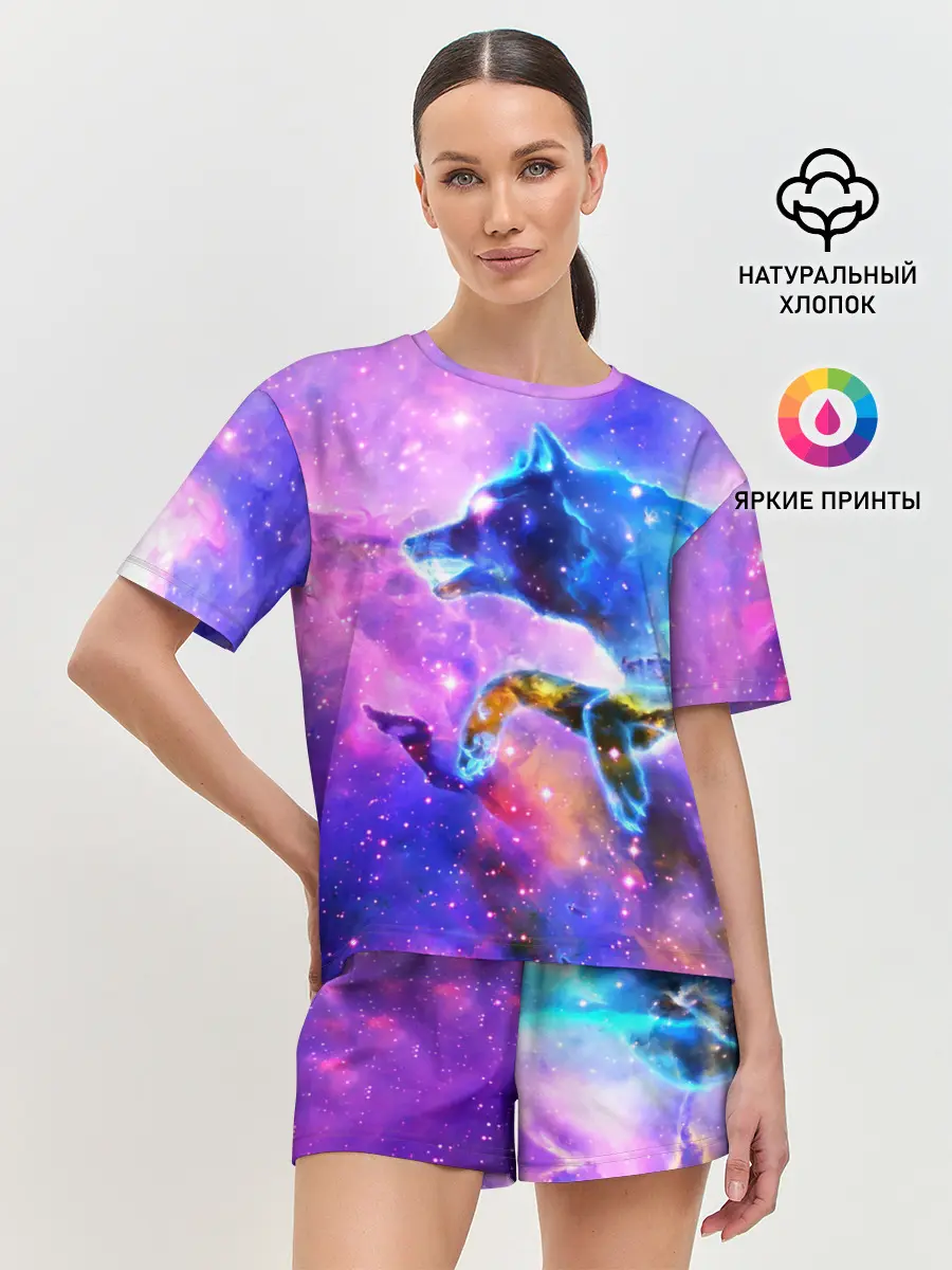 Женская пижама с шортами / Волки