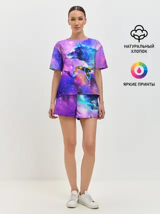 Женская пижама с шортами / Волки