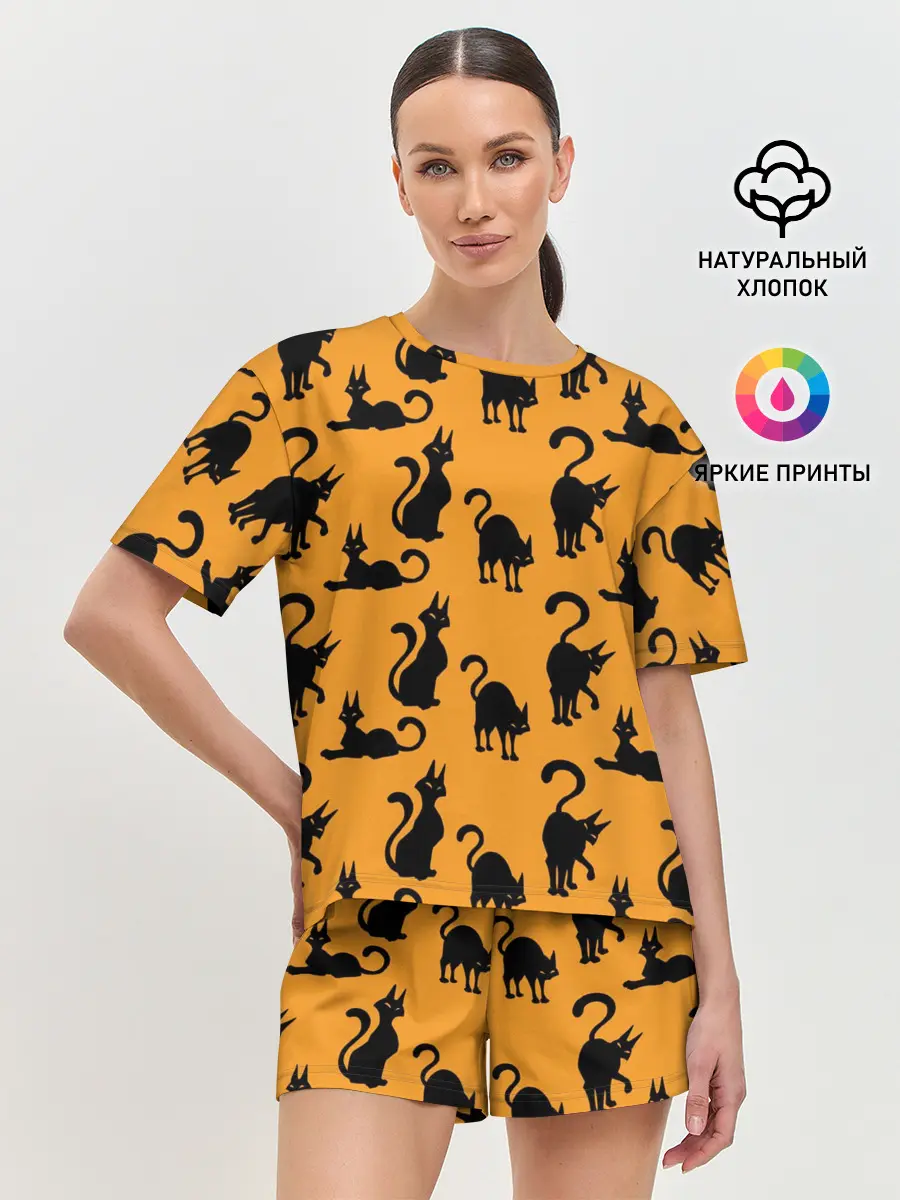 Женская пижама с шортами / Кошки