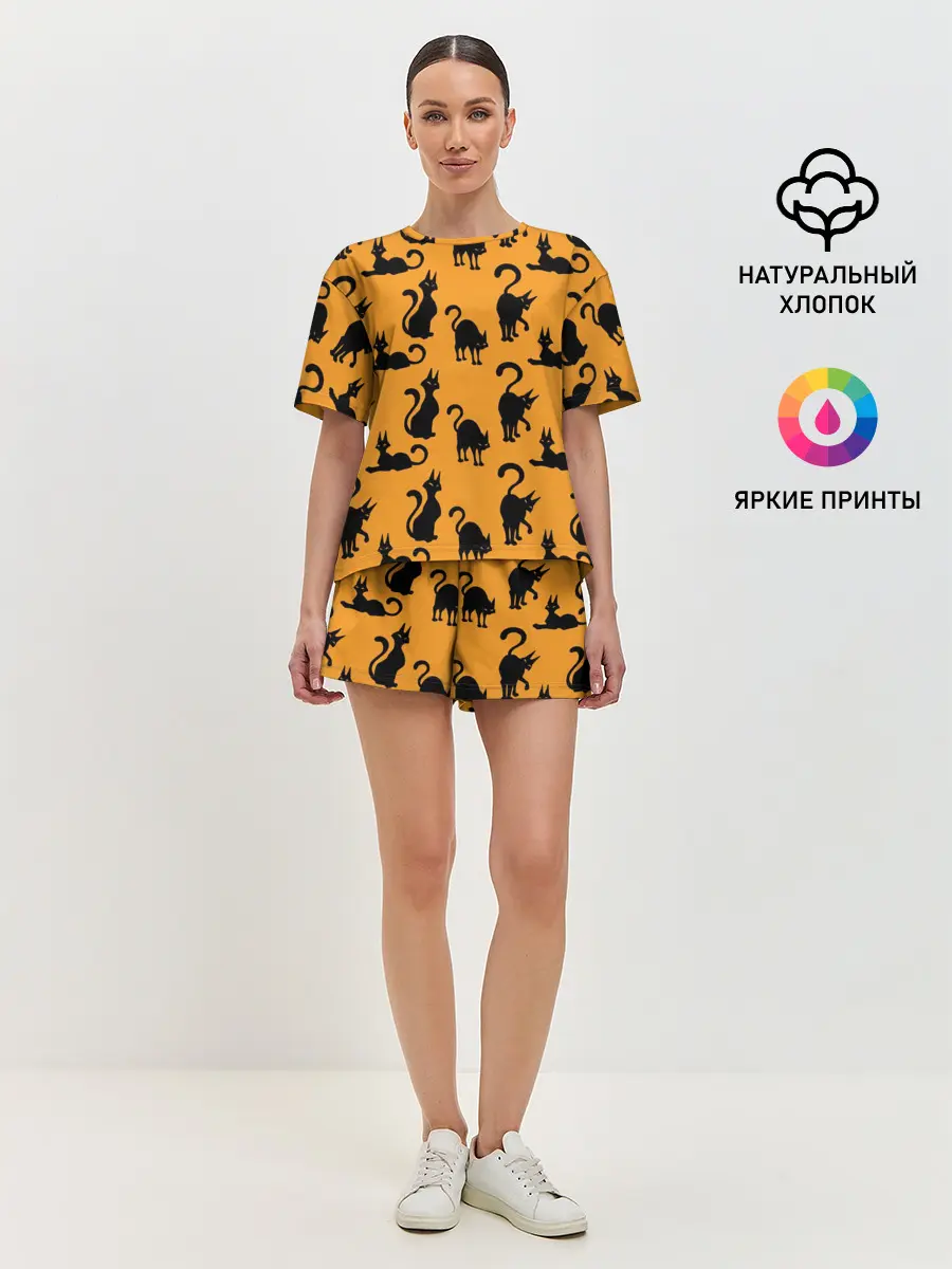 Женская пижама с шортами / Кошки