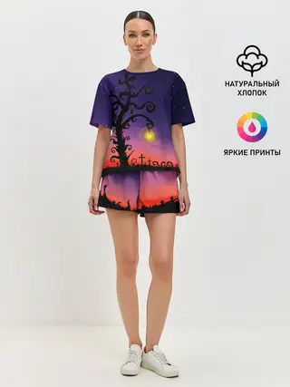 Женская пижама с шортами / Ночь