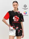 Женская пижама с шортами / Черный Клевер с ярким красным куском