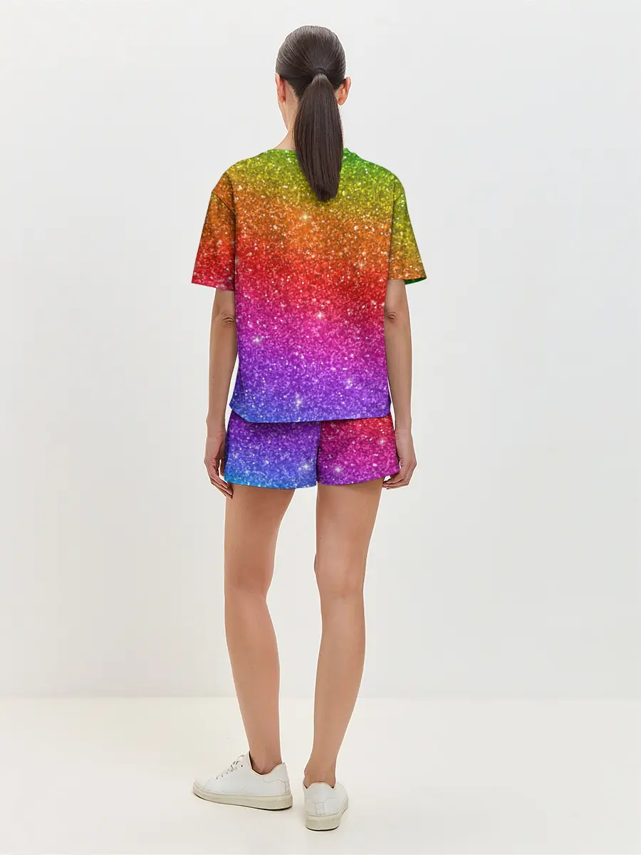 Женская пижама с шортами / Блестки радуги