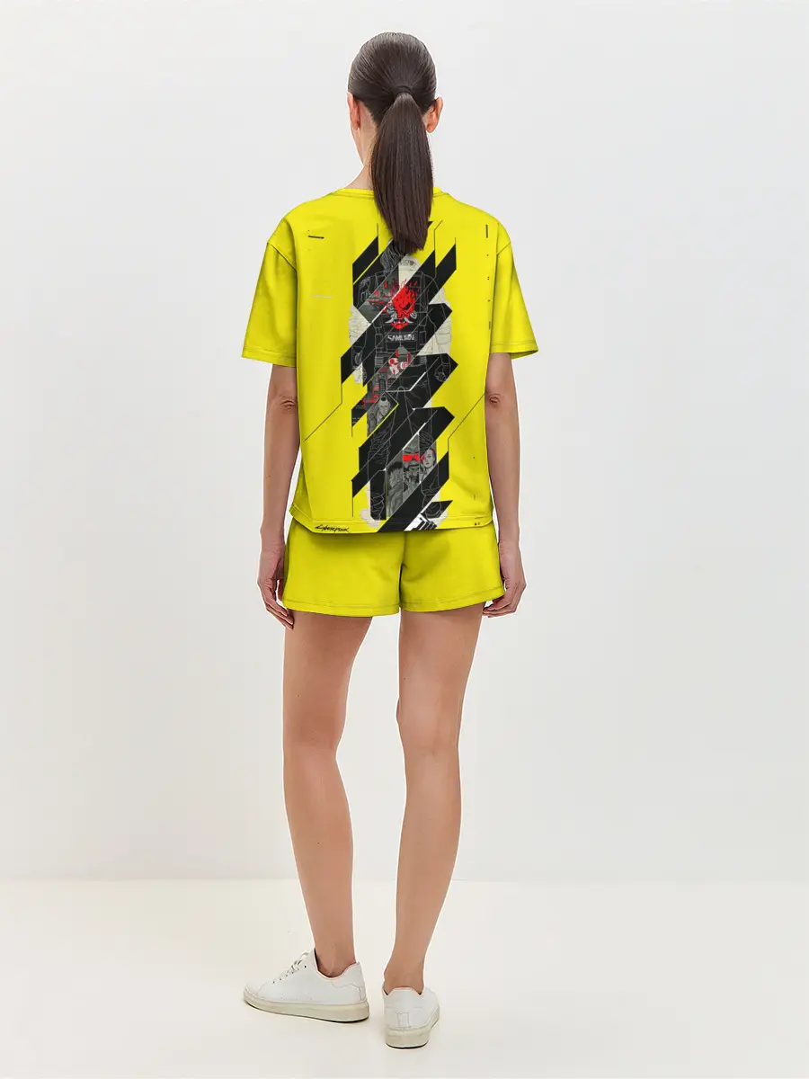 Женская пижама с шортами / Киберпанк 2077 + Киану на спине