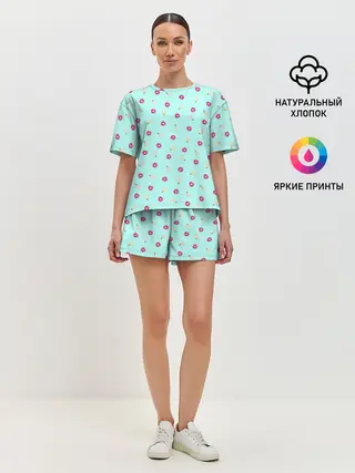 Женская пижама с шортами / ПОНЧИК И МОРОЖЕНКА