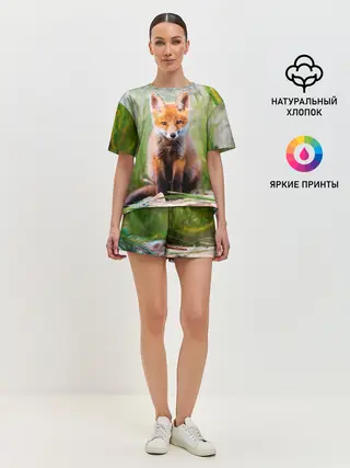 Женская пижама с шортами / Лисичка