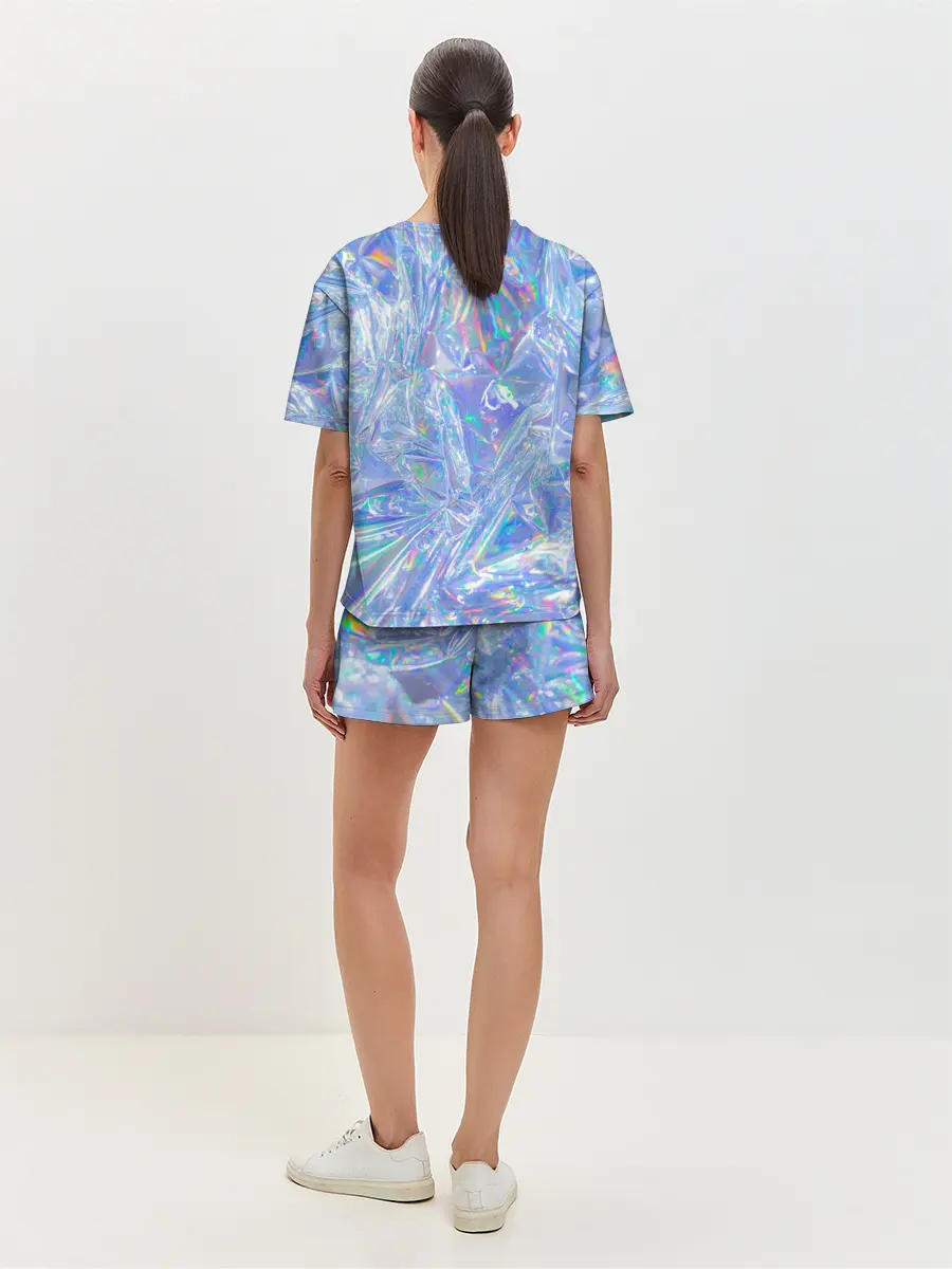 Женская пижама с шортами / 3d ice glitch