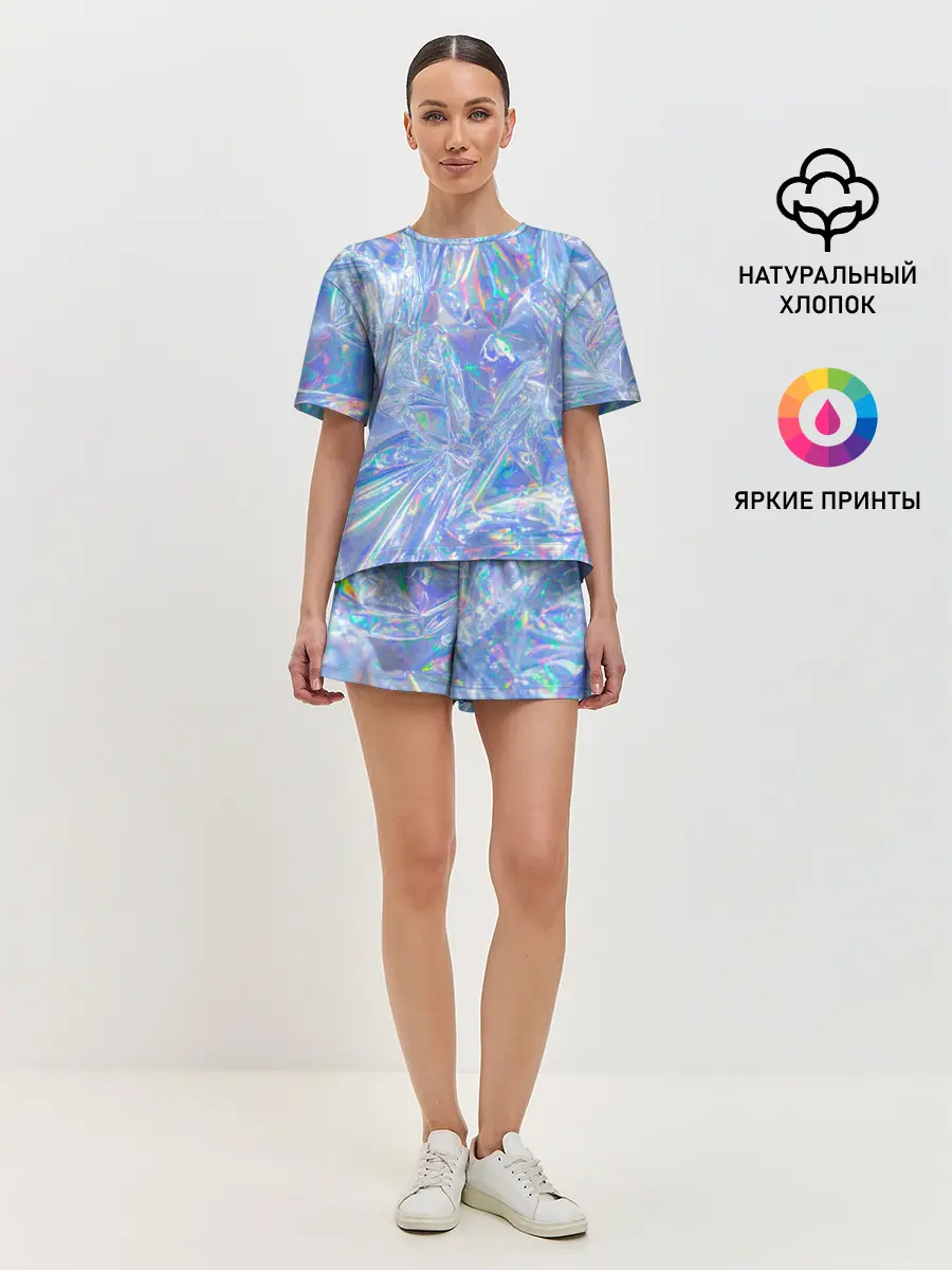 Женская пижама с шортами / 3d ice glitch