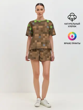 Женская пижама с шортами / Minecraft камуфляж