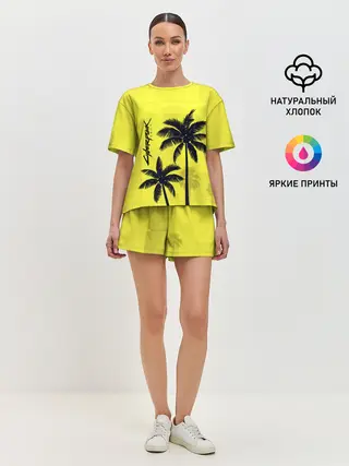 Женская пижама с шортами / Cyberpunk 2077 - Пальмы