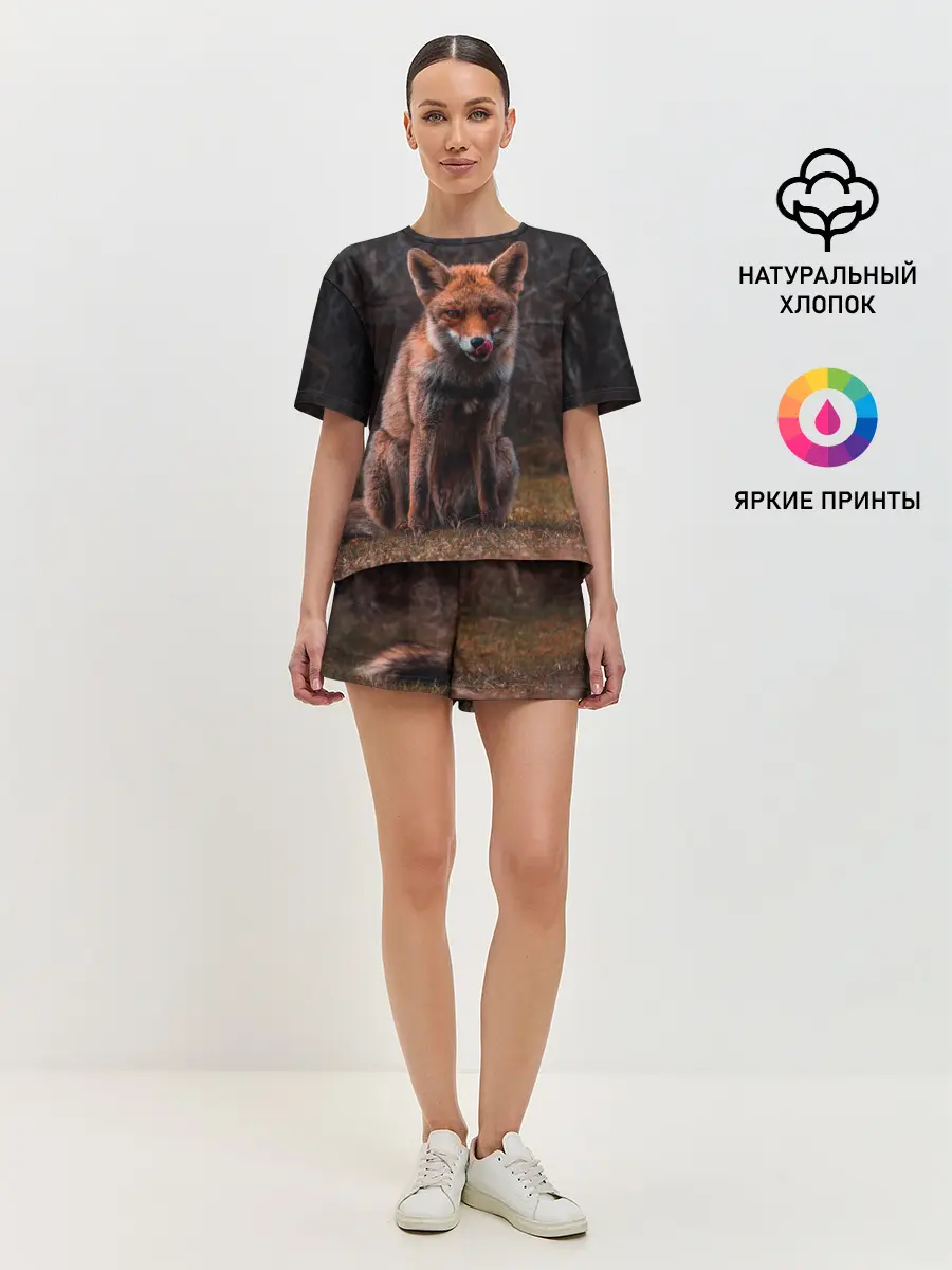 Женская пижама с шортами / Хищная лисица