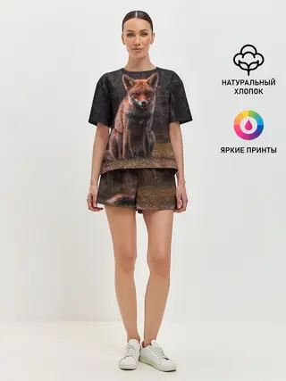 Женская пижама с шортами / Хищная лисица