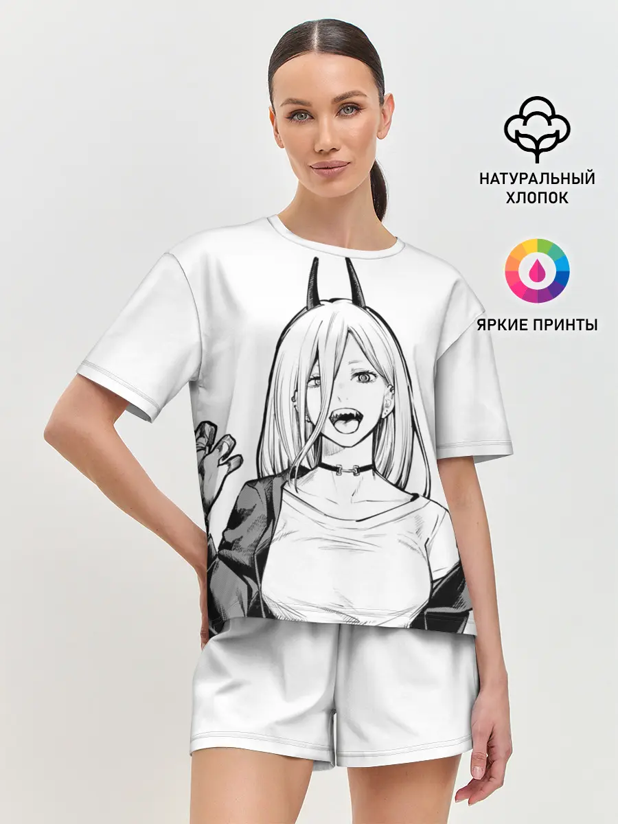 Женская пижама с шортами / Black and White Anime