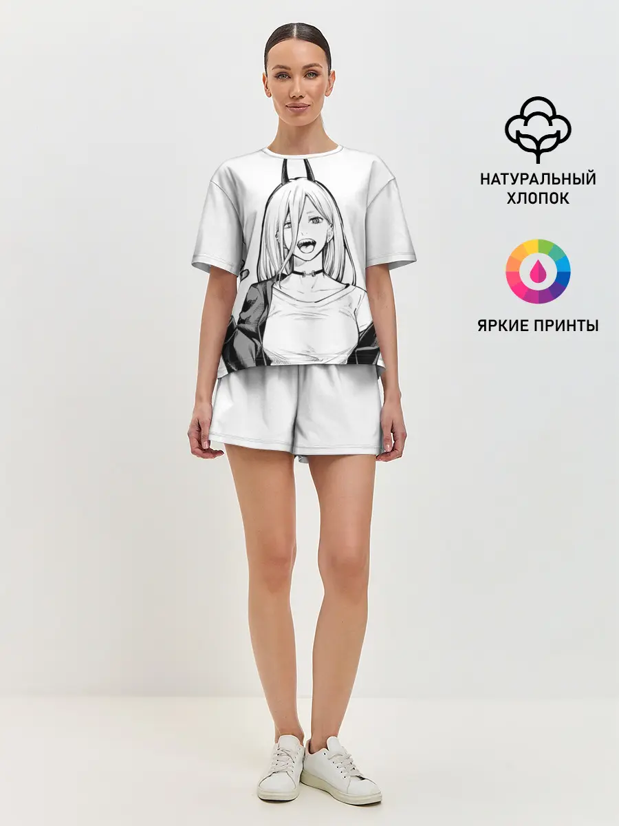 Женская пижама с шортами / Black and White Anime