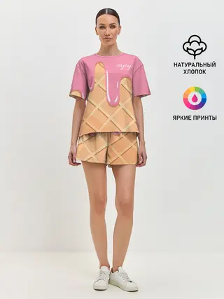 Женская пижама с шортами / Мороженое Рожок