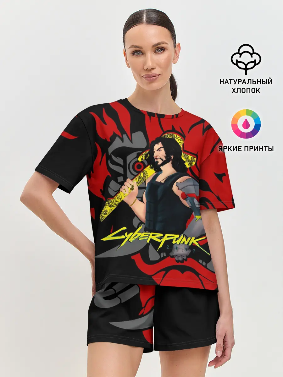 Женская пижама с шортами / CyberPunk 2077 | SAMURAI KEANU