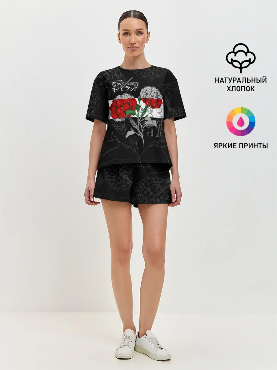 Женская пижама с шортами / Обещанный Неверленд Цветы Вида