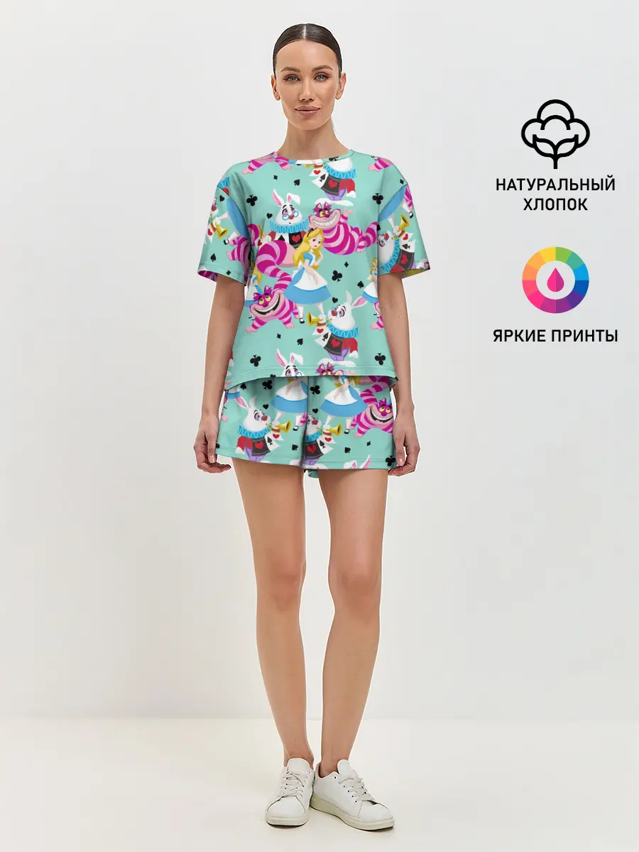 Женская пижама с шортами / Alice in Wonderland