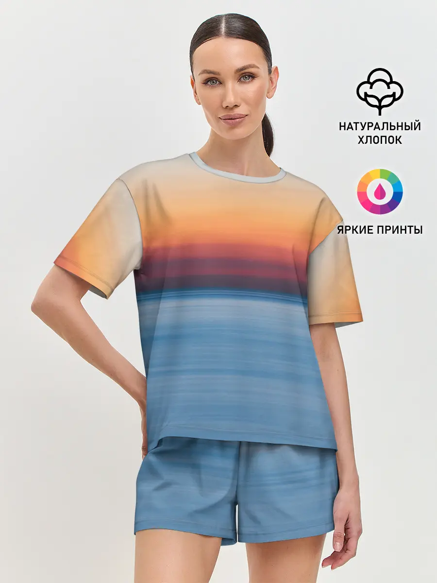 Женская пижама с шортами / Рассвет на берегу