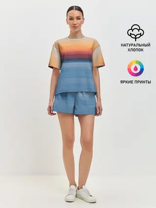 Женская пижама с шортами / Рассвет на берегу