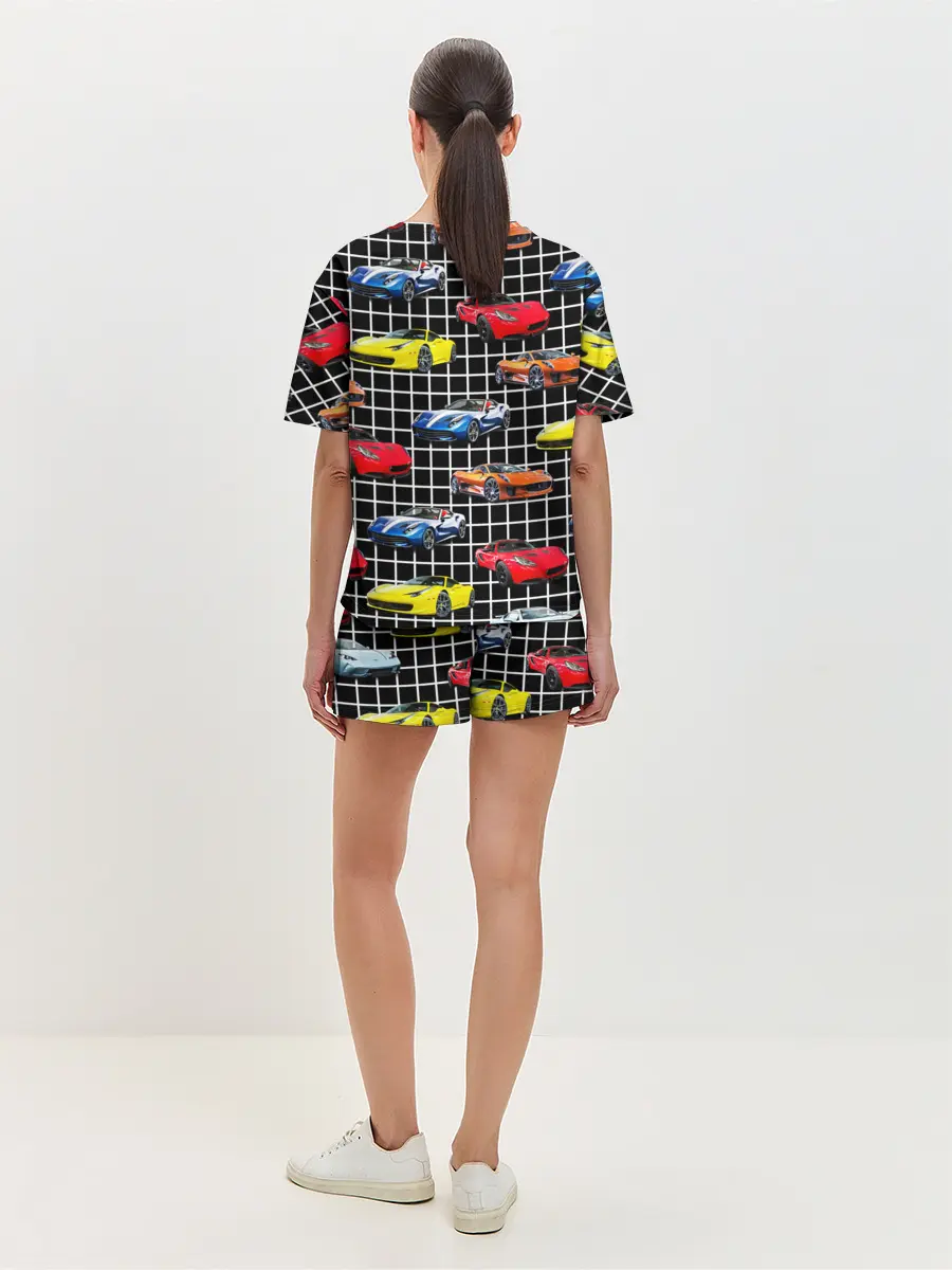 Женская пижама с шортами / Гоночные тачки