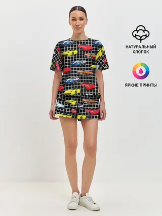 Женская пижама с шортами / Гоночные тачки