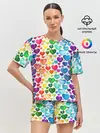 Женская пижама с шортами / Радужные сердечки