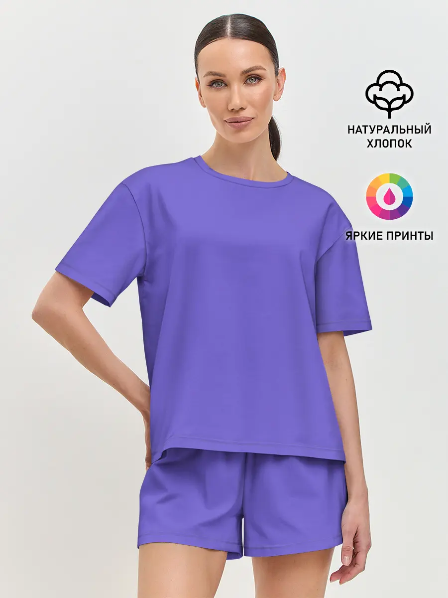 Женская пижама с шортами / Аспидно-синий