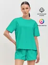Женская пижама с шортами / Бискайский зеленый без рисунка
