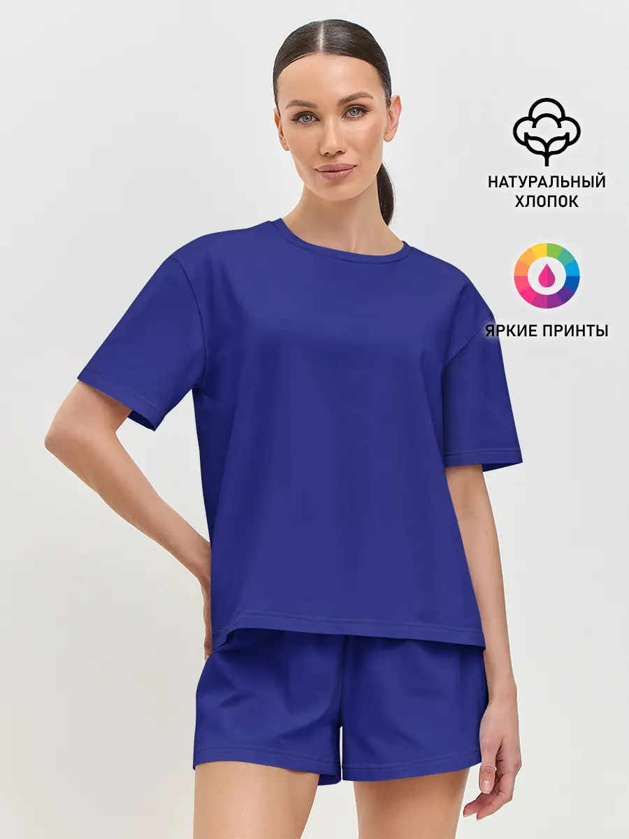 Женская пижама с шортами / Синий