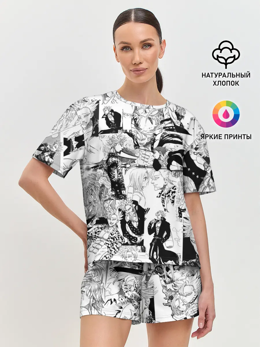 Женская пижама с шортами / 7 СМЕРТНЫХ ГРЕХОВ. Манга-паттерн